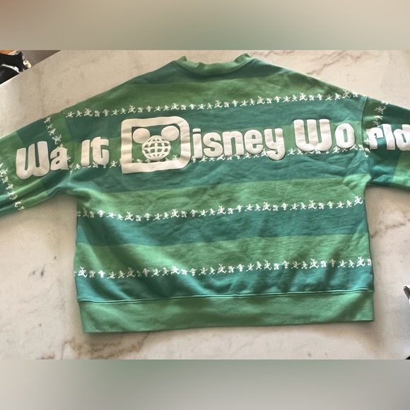 Disney World Mickey and Friends Pullover Sweatshirt Women's Small Striped Green - Picture 3 of 7